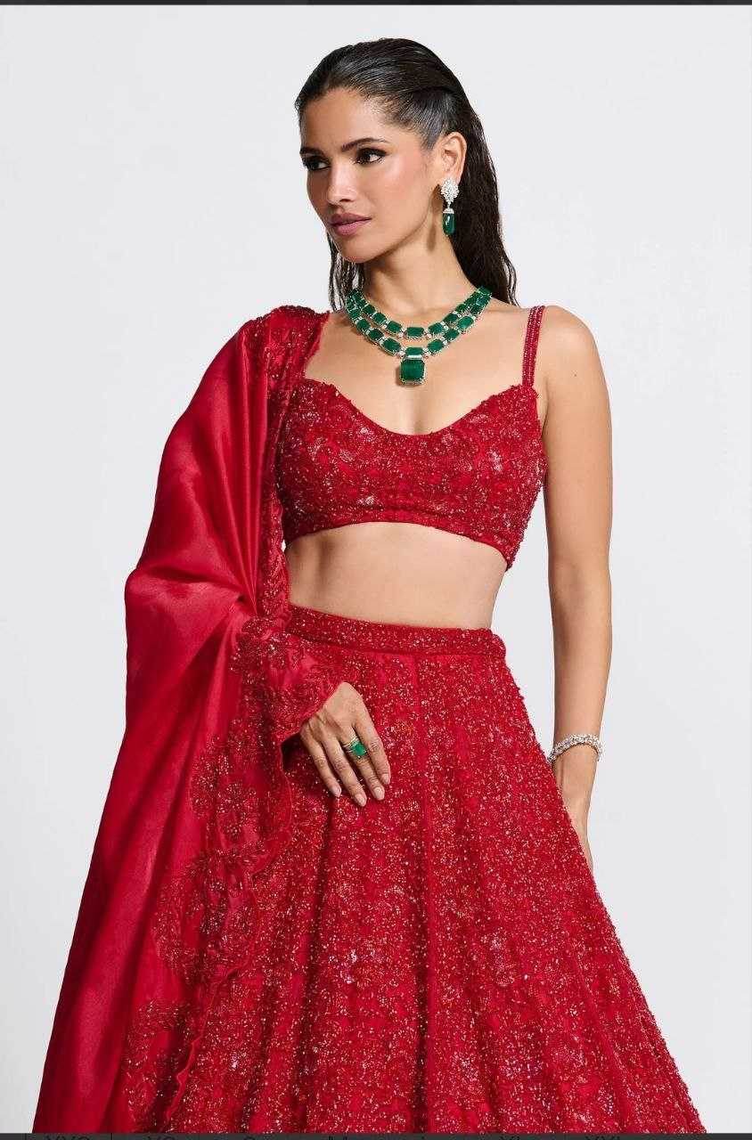 Vichitra Silk Sequins Lehenga With Cancan - MYLUXURY LANE ENTERPRISE